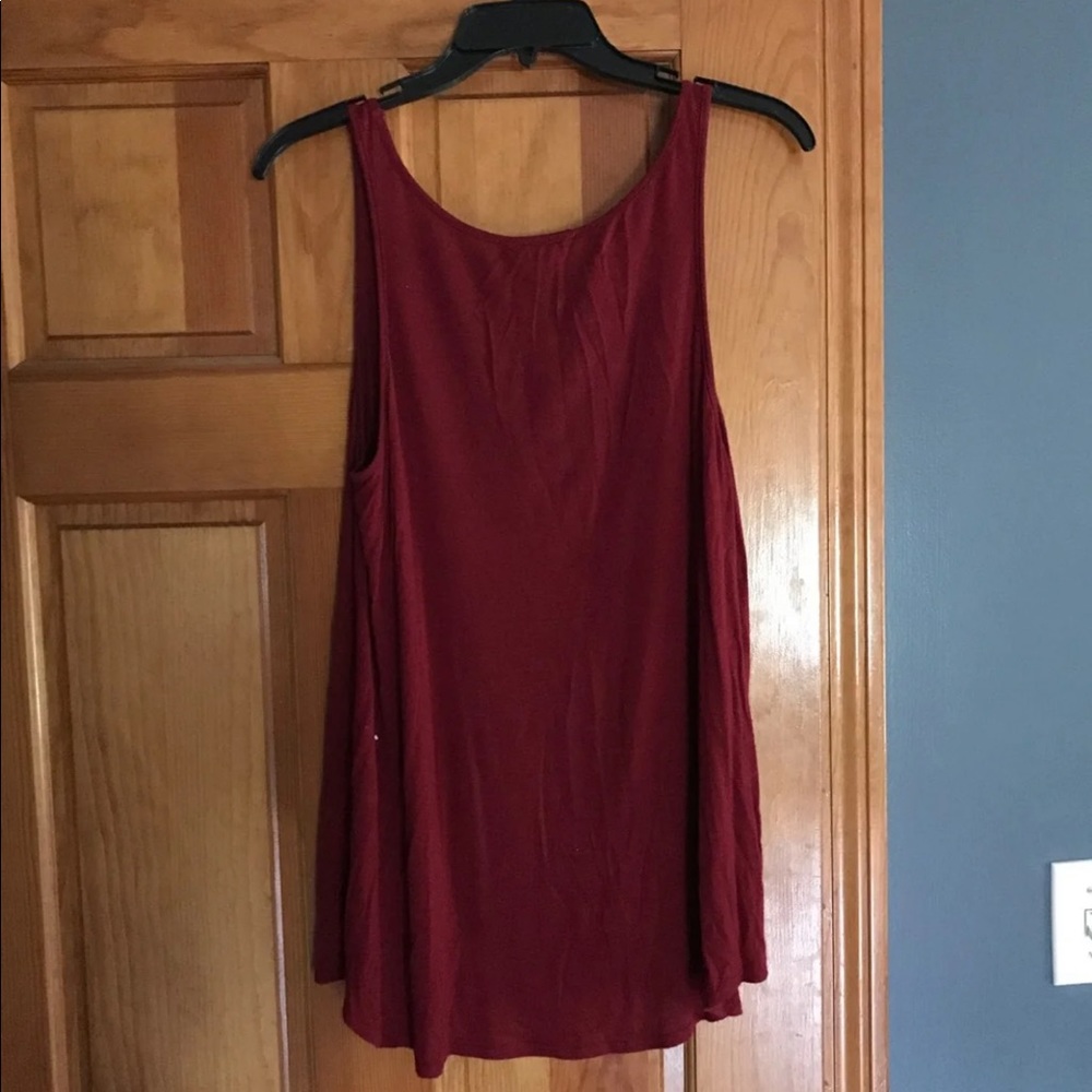 Maroon Flowy Racerback Tank - Picture 2 of 3